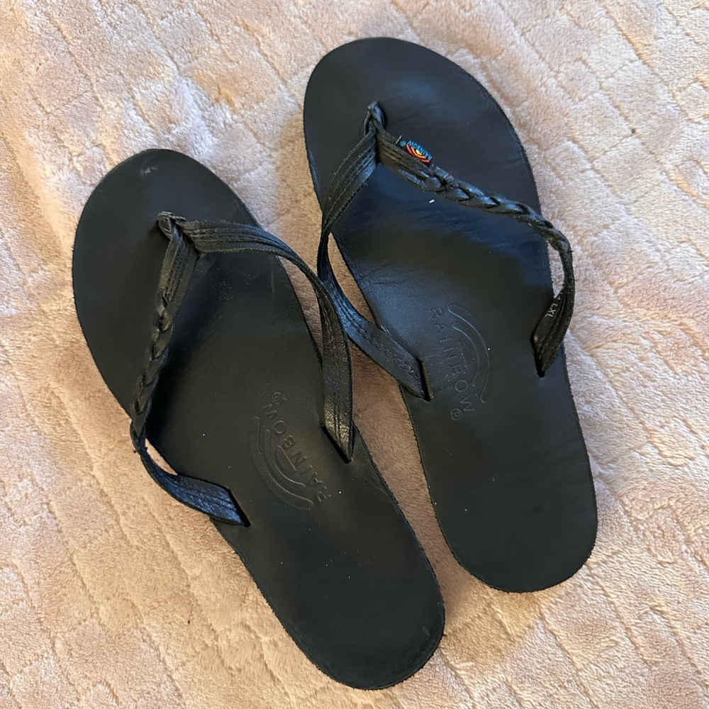 Black Rainbow Braidy Flip Flops XL (8.5-9.5)